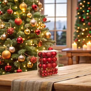 Bola De Natal 3cm/4cm/6cm Conjunto De Decoração Fosco Brilhante