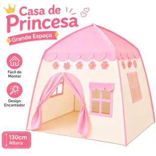 Barraca Infantil 130cm Rosa ou Azul Tenda Casinha para Brincadeiras de Meninos e Meninas