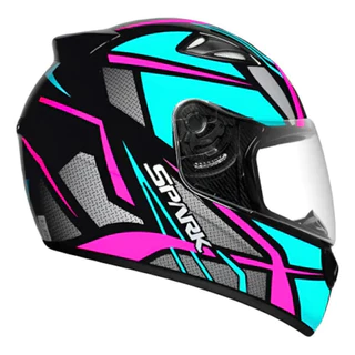 Capacete Ebf New Spark Spider Preto e Tifany Brilhante Moto