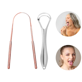 Kit 2 Limpador Raspador de Língua Aço Inox Higiene Bucal Hálito Fresco em Oferta na Shopee