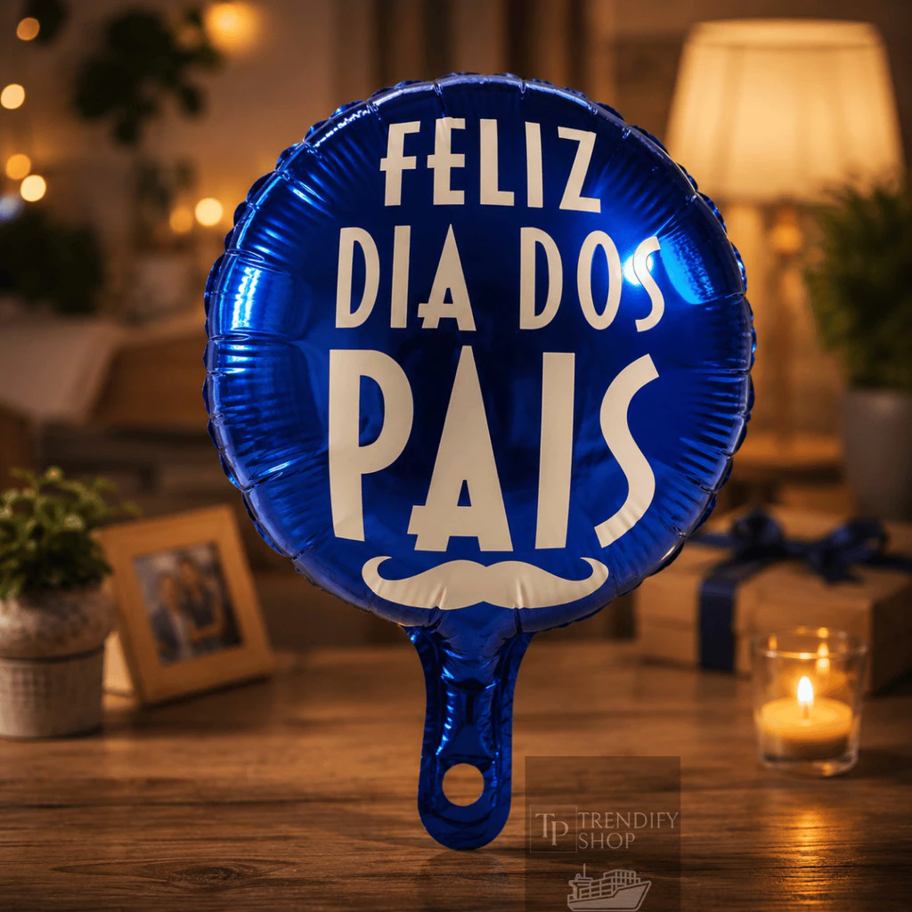 KIT Balões Metalizados Coração Azul 25cm Dia dos Pais Pai Te Amo Meu Herói Decoração Festa - Imagem 3