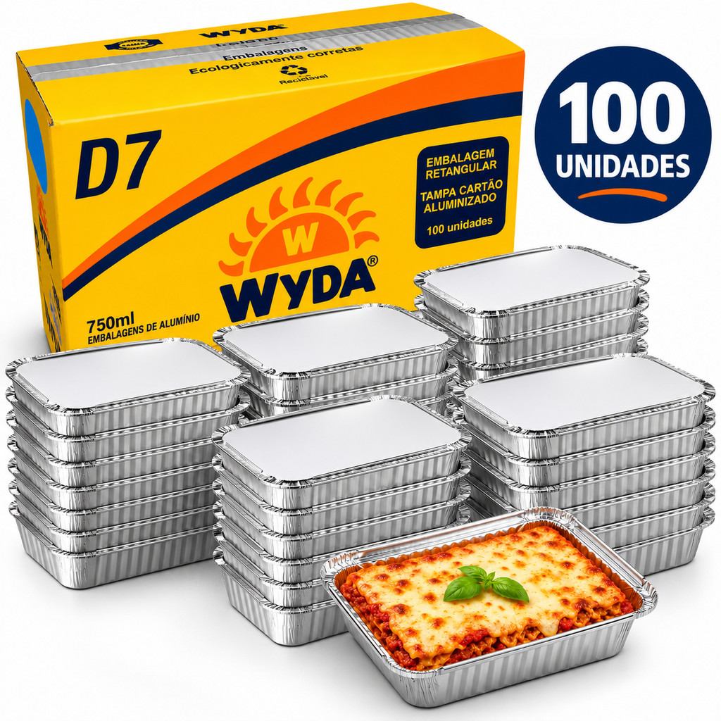 Bandeja Alumínio Descartável 750ml Retangular C/ Tampa Wyda | Shopee Brasil
