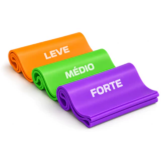 Kit 3 Faixa Elástica Band 150cmx15cm Leve Médio E Forte TPE Resistente
