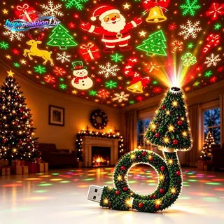 Luz Do Projetor De Natal Enormep, Noturna Alimentada Por USB Com 6 Padrões De Férias
