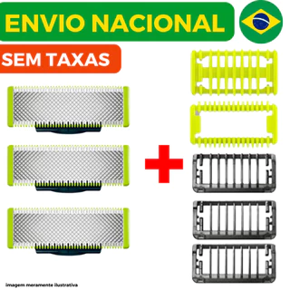 Lâminas Refil + Pente Para Barbeador Philips OneBlade e One Blade Pro