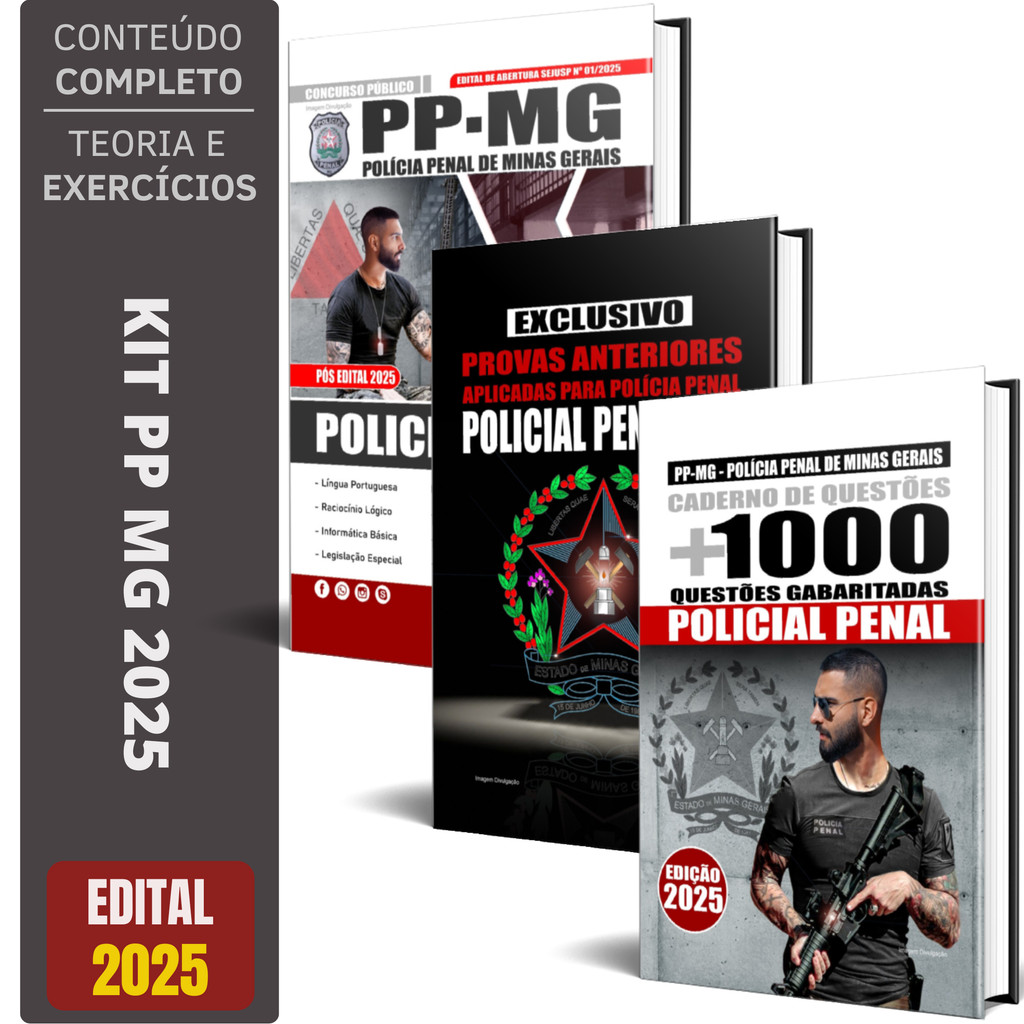 Kit Apostila Polícia Penal PP MG 2025 + Provas Anteriores + 1000 ...