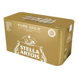 Cerveja Stella Artois Pure Gold 269ml Caixa com 8 Unidades