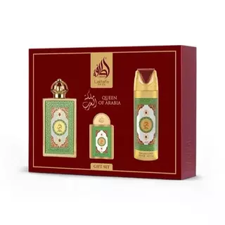 Kit Lattafa Queen of Arabia Gift Set - Perfume Árabe Eau de parfum 100ml + EDP 30ml + Desodorante spray 200ml