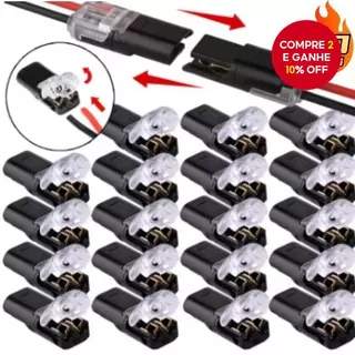 Conector Elétrico À Prova D'água De 2 Pinos-Conexão De Tira Terminal De Cabo De Fio Automotivo 50PCS