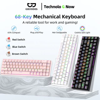 Teclado mecânico com fio GOOJODOQ de 68 teclas, 3 tipos de interruptores mecânicos disponíveis, 17 modos de iluminação em Oferta na Shopee