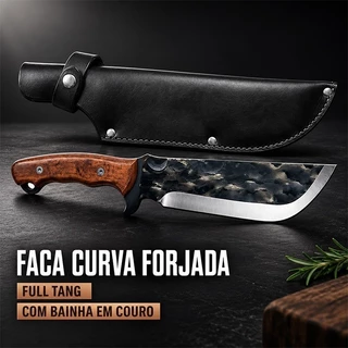 Faca de Cozinha Aço Inox, Cabo de Madeira, Lâmina Afiada | Para Cortar Carne, Legumes, Saladas e Churrasco