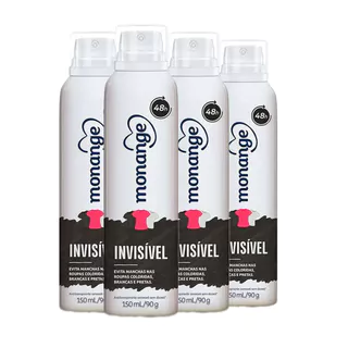 Kit Desodorante Aerosol Monange Invisível 90g - 4 unidades