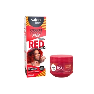 Kit Meu Liso Super vermelho + Color Express Fun Fancy Red Salon Line em Oferta na Shopee