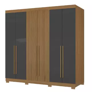 Guarda Roupas Casal Detalhe Ripado 3D Com 6 Portas 2 Gavetas Londres