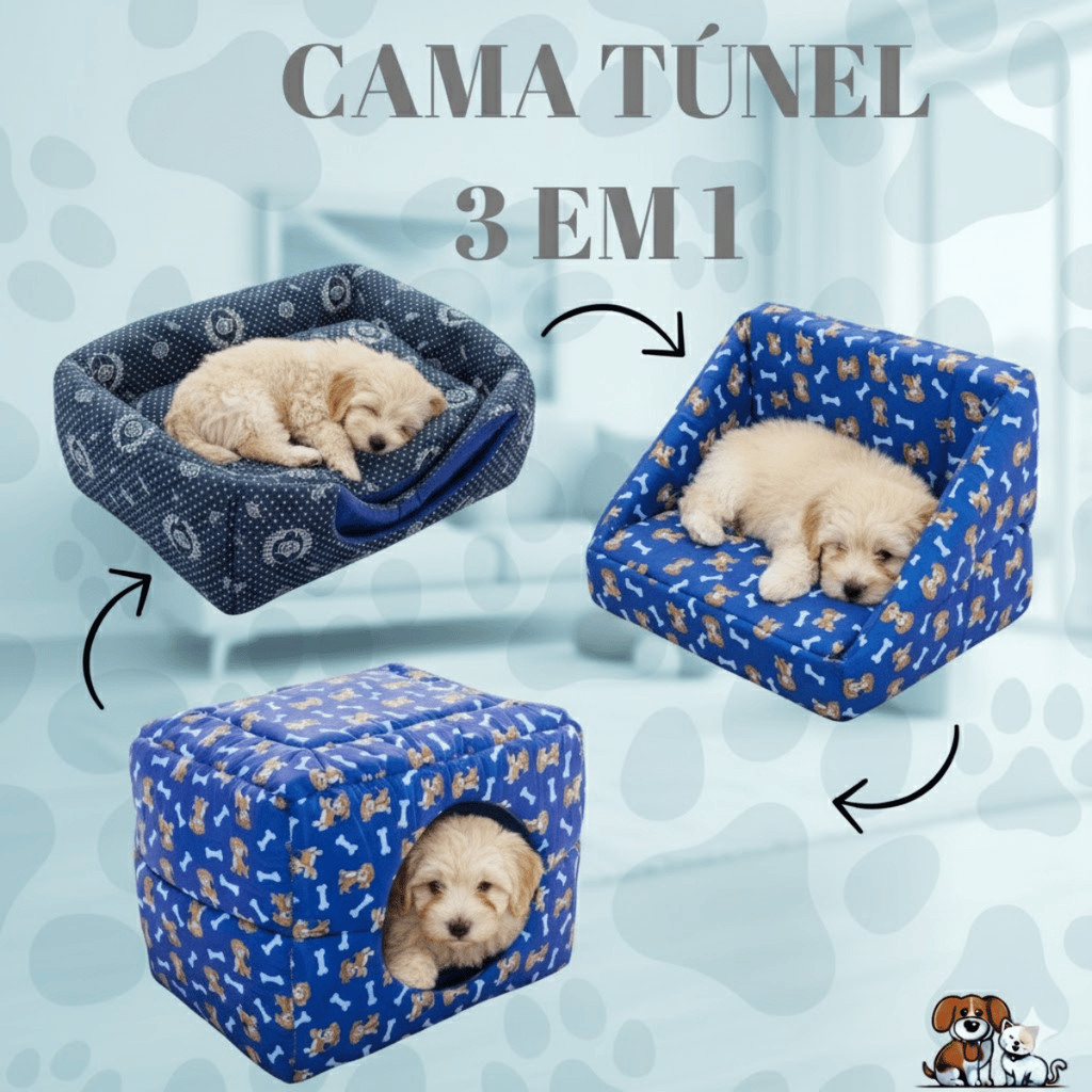 Cama Caminha Toca Pet 3 em 1 Tricoline – Cama Dobrável para Cachorro e ...