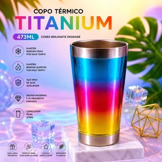 Novo Copo Térmico Degrade 473ml Com Tampa e Abridor Titanium