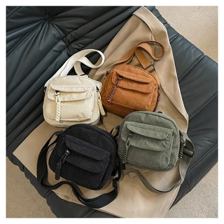 Bolsa bag transversal em veludo, com alça de ombro, tecido impermeável, modelo unissex