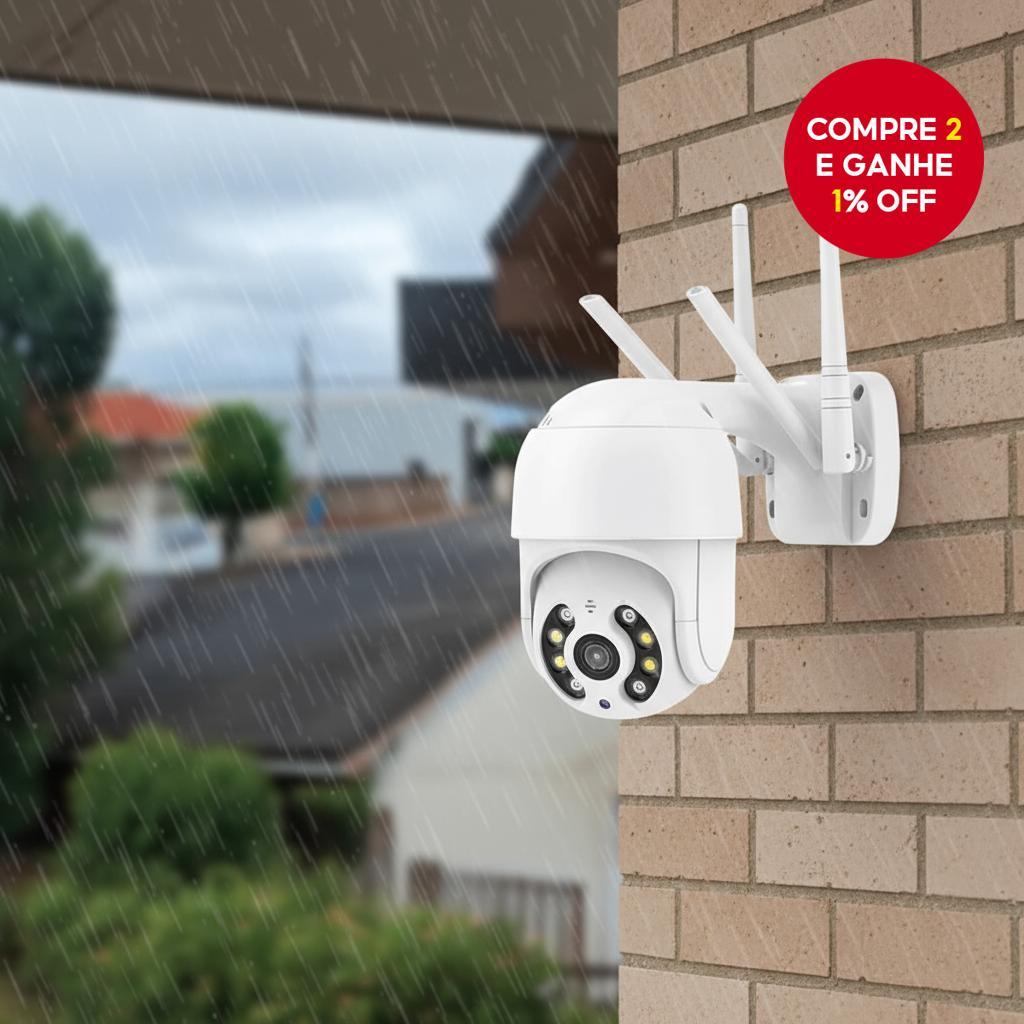 Câmera de Segurança CCTV Externa 360 Graus FHD WiFi à Prova d'Água ...
