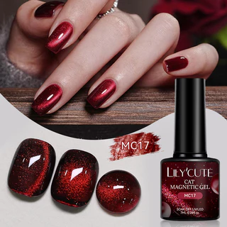 LILYCUTE Esmalte Em Gel Magnético Com Olhos De Gato Vermelho Escuro , Contas De Vidro Brilhante , Arte Unhas , Faça Você em Oferta na Shopee