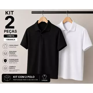 kit 2 Camisa/camiseta Polo Masculina Piquet Lisa Básica dia a dia