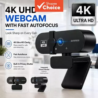 Webcam 4K Para PC E Laptop, Câmera De Vídeo Transparente Com Microfone, Foco Automático PDAF Rápido, Correção Automát