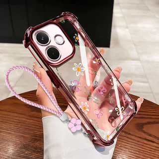 Capa VRQR Para Xiaomi Redmi Note 17 Pro Max 5G 4G Quatro Cantos Anti Gota Criativa Pequenas Pétalas De Telefone Transpar