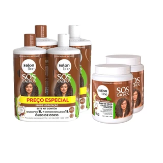 Kit Duplinha SOS Cachos Coco com Creme de pentear 1kg Salon Line em Oferta na Shopee