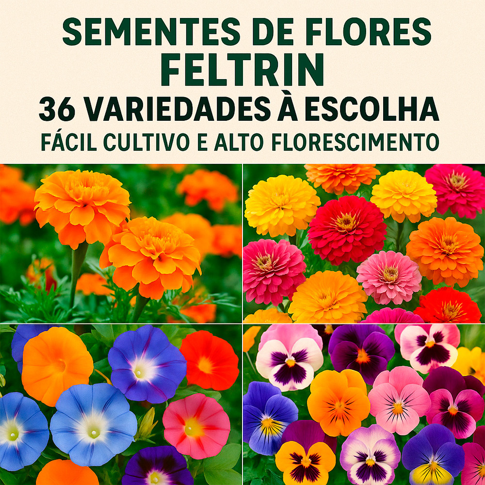Sementes de Flores Feltrin – 50 Variedades à Escolha | Fácil Cultivo e Alto Florescimento