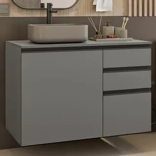 Gabinete Suspenso para Banheiro 100cm 1 Porta 3 Gavetas Nice Madesa 03 em Oferta na Shopee