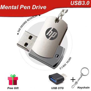 2025 NEW Pen Drive 2TB Flash USB De Alta Velocidade De Rotação HP 128GB 256GB 512GB Mental USB3.0 Salto Com Chaveiro