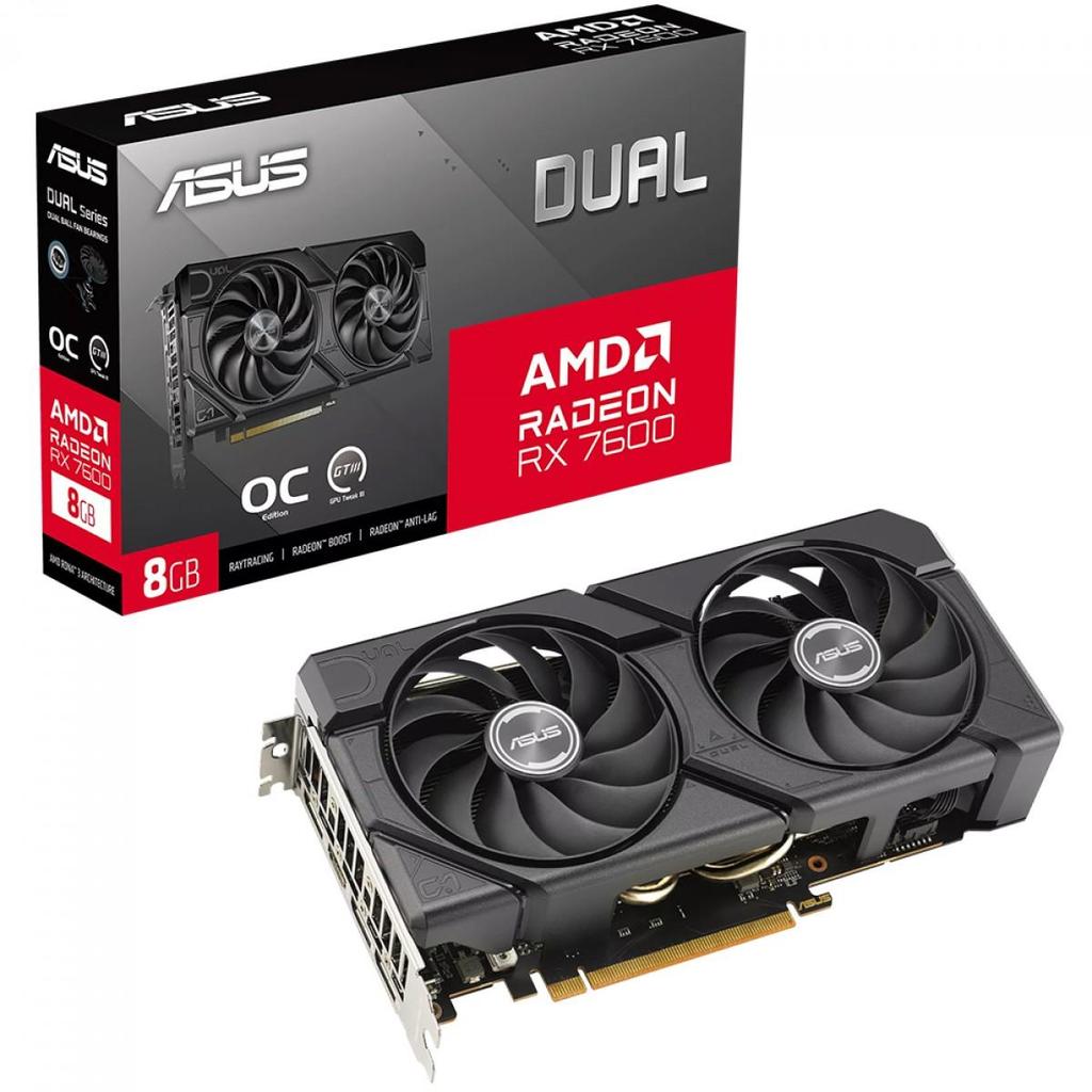 Placa De Vídeo Asus Dual AMD Radeon RX 7600 EVO OC Edition, 8GB, GDDR6, FSR, DUAL-RX7600-O8G-EVO
