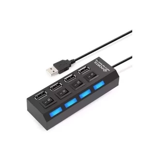 Hub USB com 4 Entradas USB 2.0 de Alta Velocidade com Botão Liga/Desliga