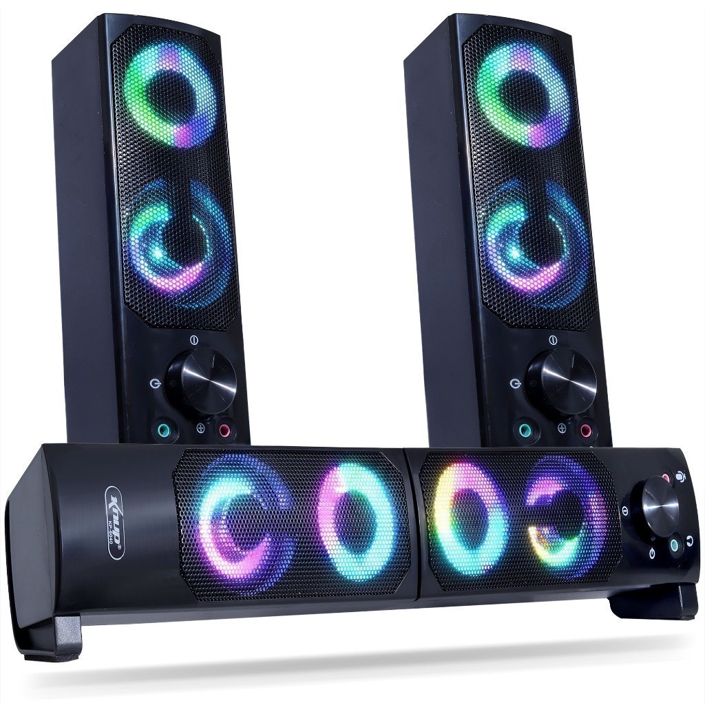 Caixa de Som SoundBar PC Gamer Subwoofer P2 LED RGB PC Notebook Celular Tablet