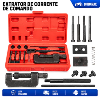 Kit Ferramenta Maleta Extrator de Corrente de Comando Moto Chave para Sacar Pinos Rebitador de Corrente