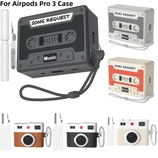 2025 Caso De Fita Cassete Para Airpods Pro 3 Silicone Fone De Ouvido Airpods4 Capa Pro2 Fones wi th Chaveiro & Kit Mais 