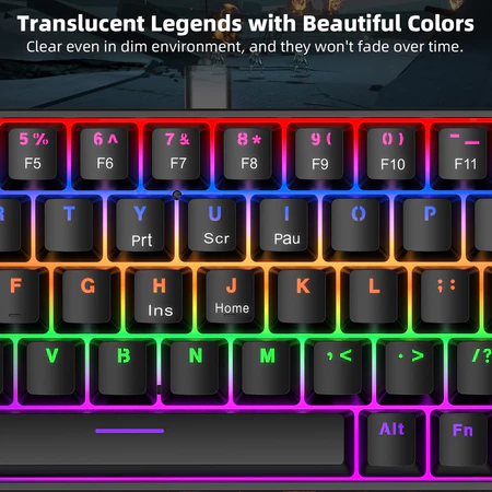 Teclado mecânico com fio GOOJODOQ de 68 teclas, 3 tipos de interruptores mecânicos disponíveis, 17 modos de iluminação - Vista 6