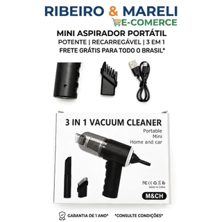 Mini aspirador de pó portátil, recarregavel USB - para CARRO E CASA - 3 em 1