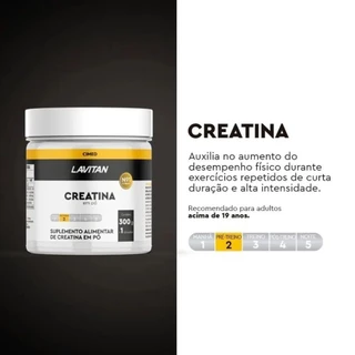 Creatina Lavitan em Pó Pura 300g com Dosador - Cimed- Força e Resistência