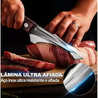 Faca Cutelo Rústico Forjado Artesanal Com Bainha Desossar Carne Uso de Chef e Amantes de Churrasco