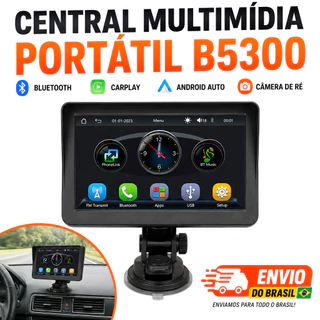 MP5 Carplay Central Multimídia Portátil Player Bluetooth Android Auto com Câmera de Ré 8 LEDs para Carro