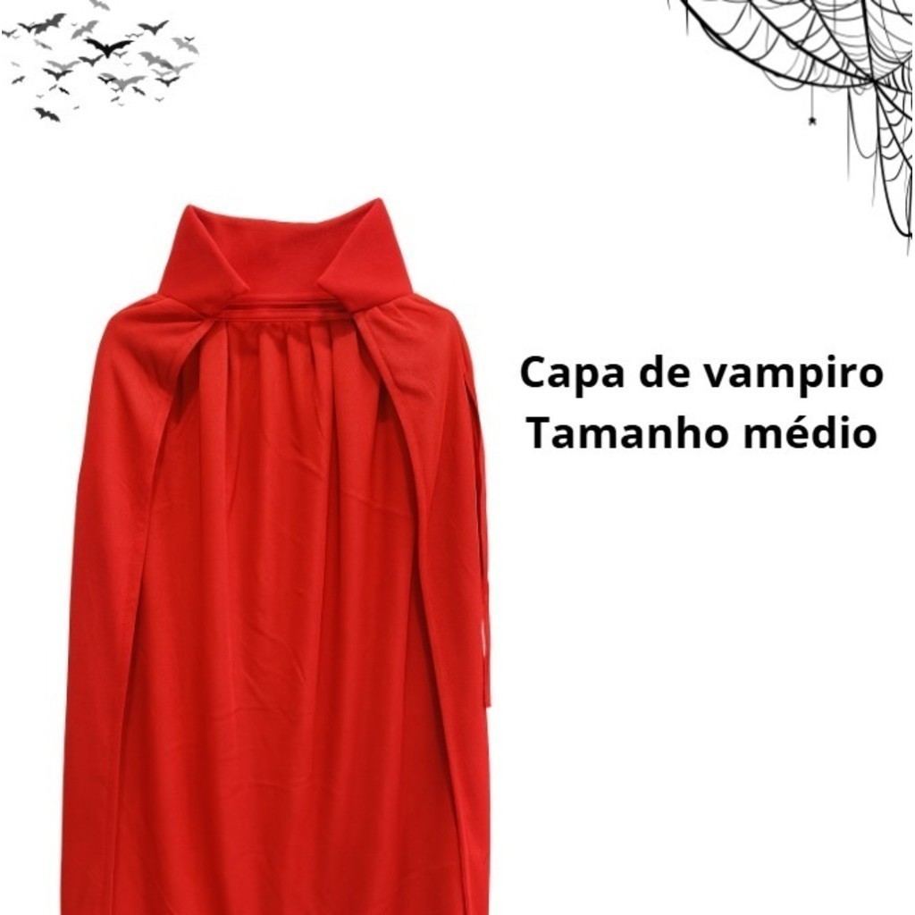 Capa de Vampiro Infantil Halloween Vermelha – Fantasia com Gola Alta ...