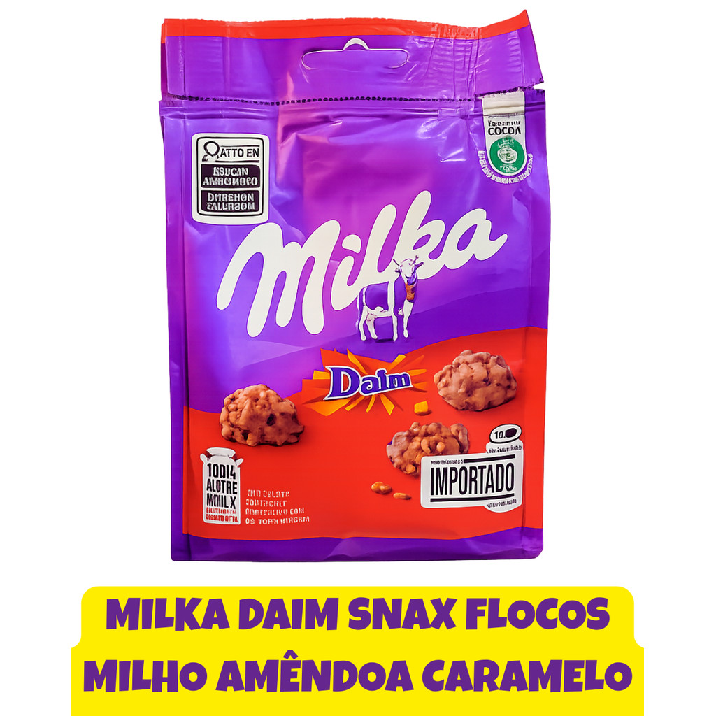 CHOCOLATE MILKA 145G DAIM SNAX FLOCOS MILHO AMÊNDOA CARAMELO | Shopee ...