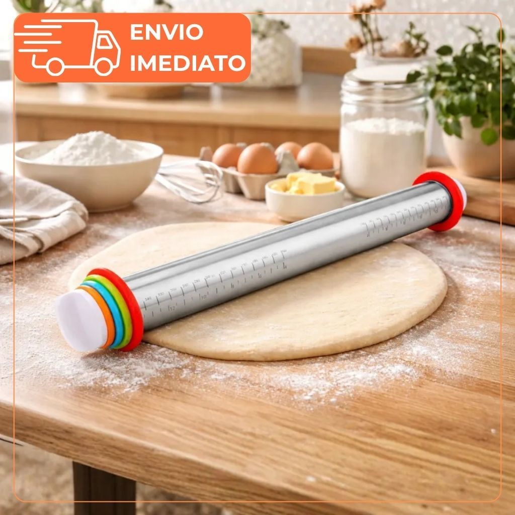Rolo de Massa Inox Altura Ajustável com Medidas Profissional