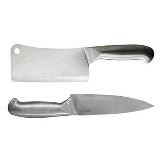 Kit 2 itens Cutelo e faca peixeira Cabo Inteiriço Prateado 6 polegadas