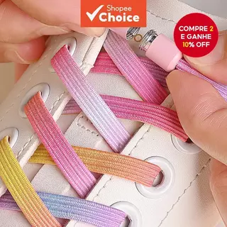 Cadarços Elásticos Sem Gravata Com Fivelas De Pérola Para Tênis Crianças Adultos em Oferta na Shopee