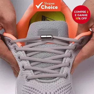 Cadarços Redondos Elásticos para Adultos com Travas de Metal Anti Solto para Esportes em Oferta na Shopee