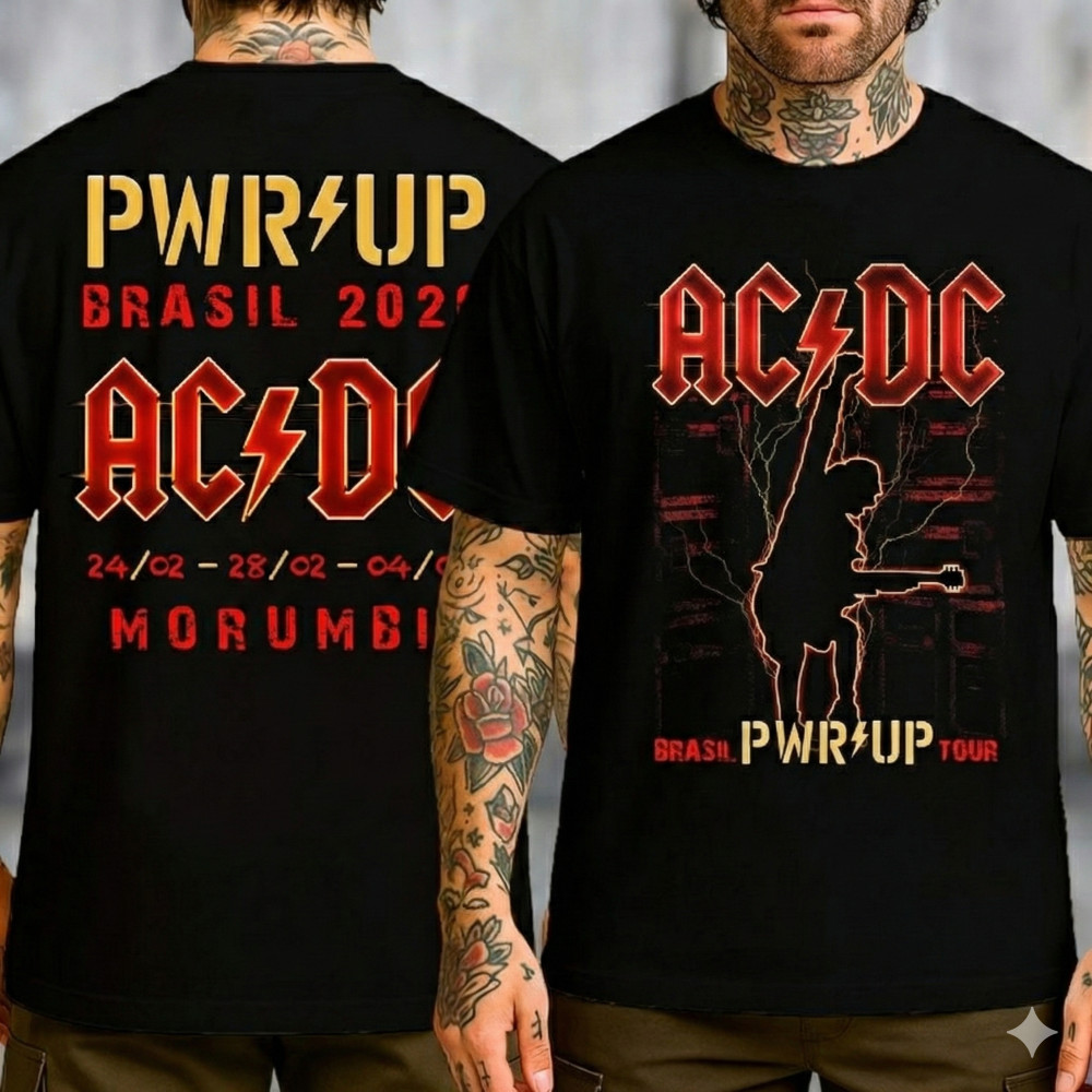 Camiseta AC/DC Power Up Tour Brasil 2026 Unissex Rock Clássico Premium ...