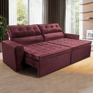 Sofá 4 Lugares  Belém Retrátil/Reclinável Revestido em Suede Velusoft Cama inBox em Oferta na Shopee