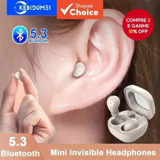 SK19 Fones de Ouvido Mini Invisíveis Bluetooth 5.3 TWS Fones de Ouvido Sem Fio HIFI Estéreo Cancelamento de Ruído em Oferta na Shopee