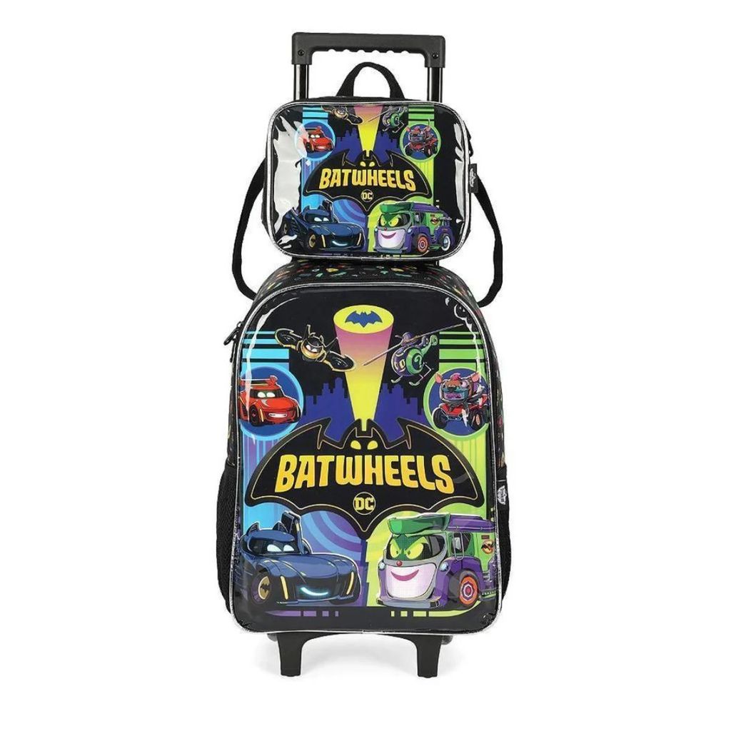 Kit Mochila Rodinhas Batwheels Lancheira Escolar Preto Luxcel | Shopee ...